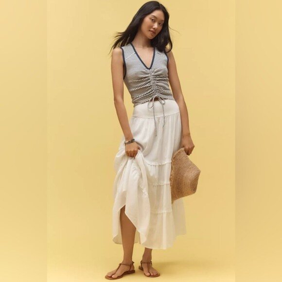 NWT Size XL - Anthropologie Sleeveless Adjustable Ruched Stripe Tee (NWT US$ 58) - Picture 7 of 16